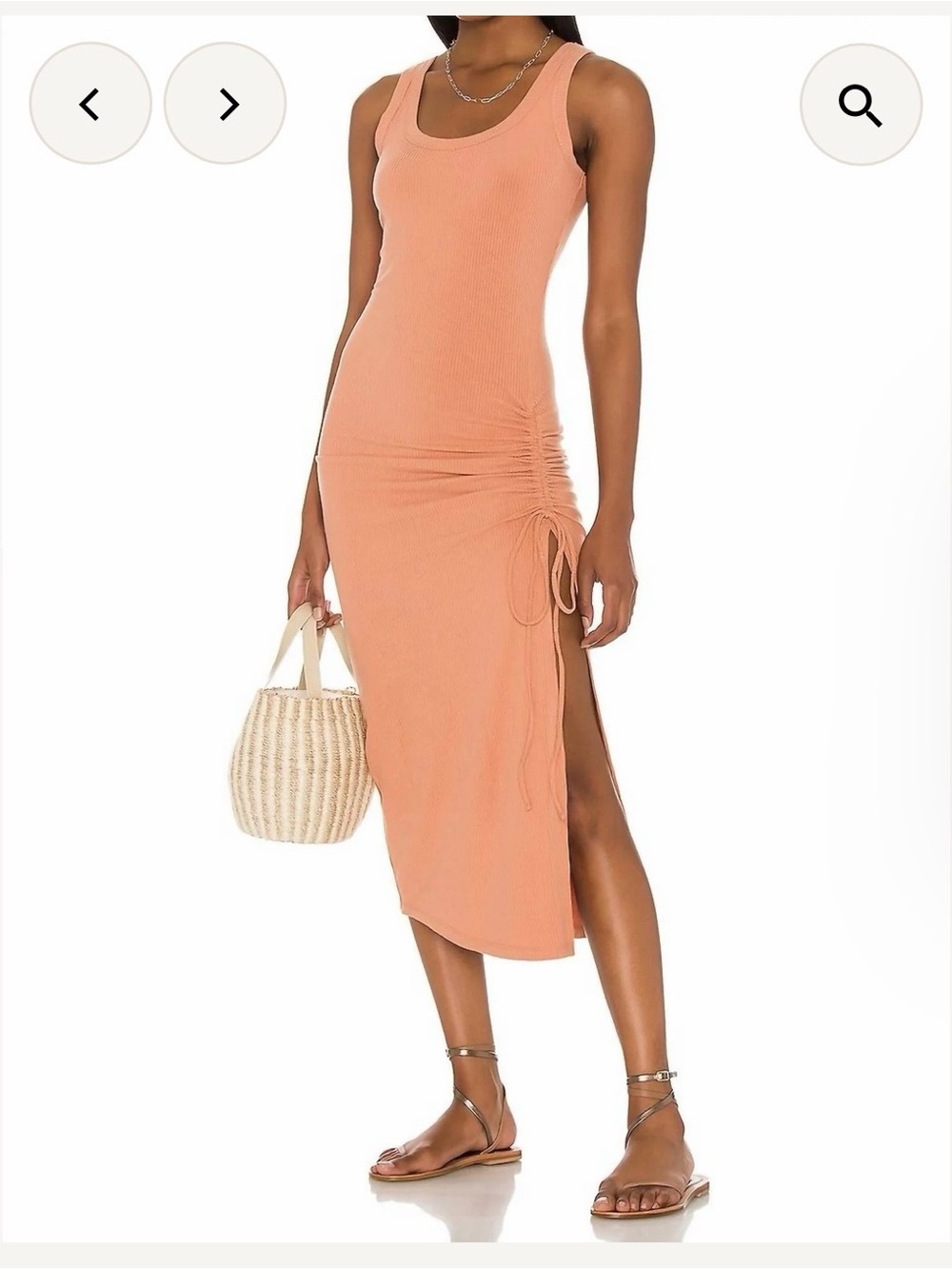 l*space Sandpiper dress - Ribbed Tank Midi Dress with Side Ruched Tie